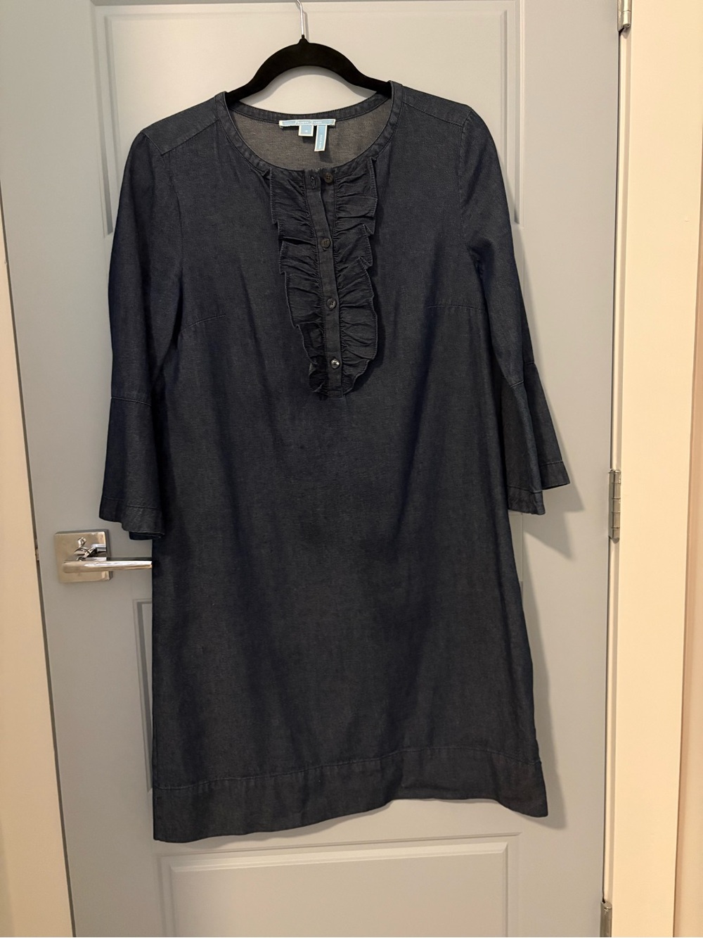 Draper James Women’s Dark Blue Denim Ruffle-Front Dress